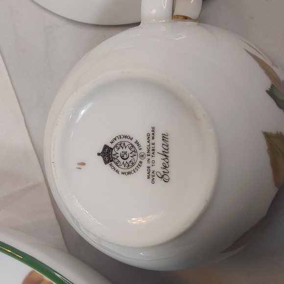 ROYAL WORCESTER EVESHAM (ring holder) ORIGINAL 1960'S GREEN & GOLD FINE CHINA - Picture 9 of 12